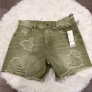 BDG Olive Distressed Jean Shorts